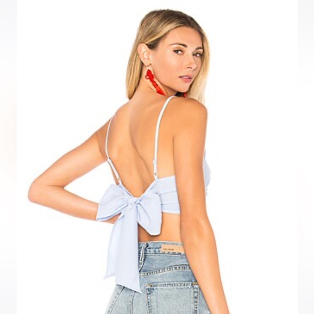 By The Way MORGON TIE BACK CROP TOP IN BABY BLUE